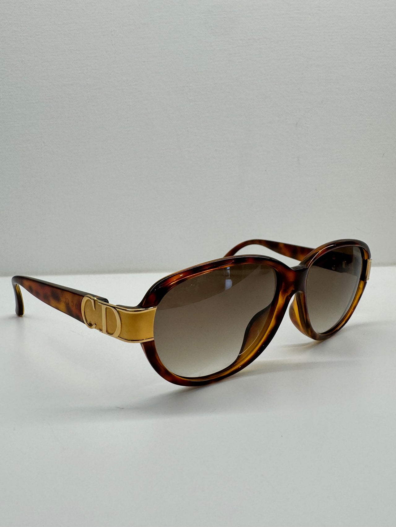 Christian Dior CD Logo Tortoiseshell Oval Sunglasses