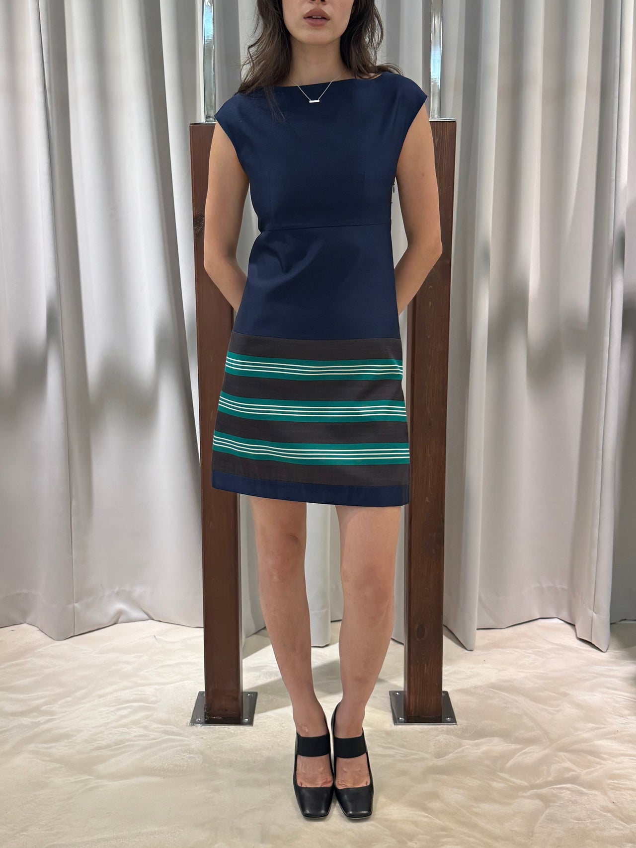 Prada Striped Nylon Shift Dress