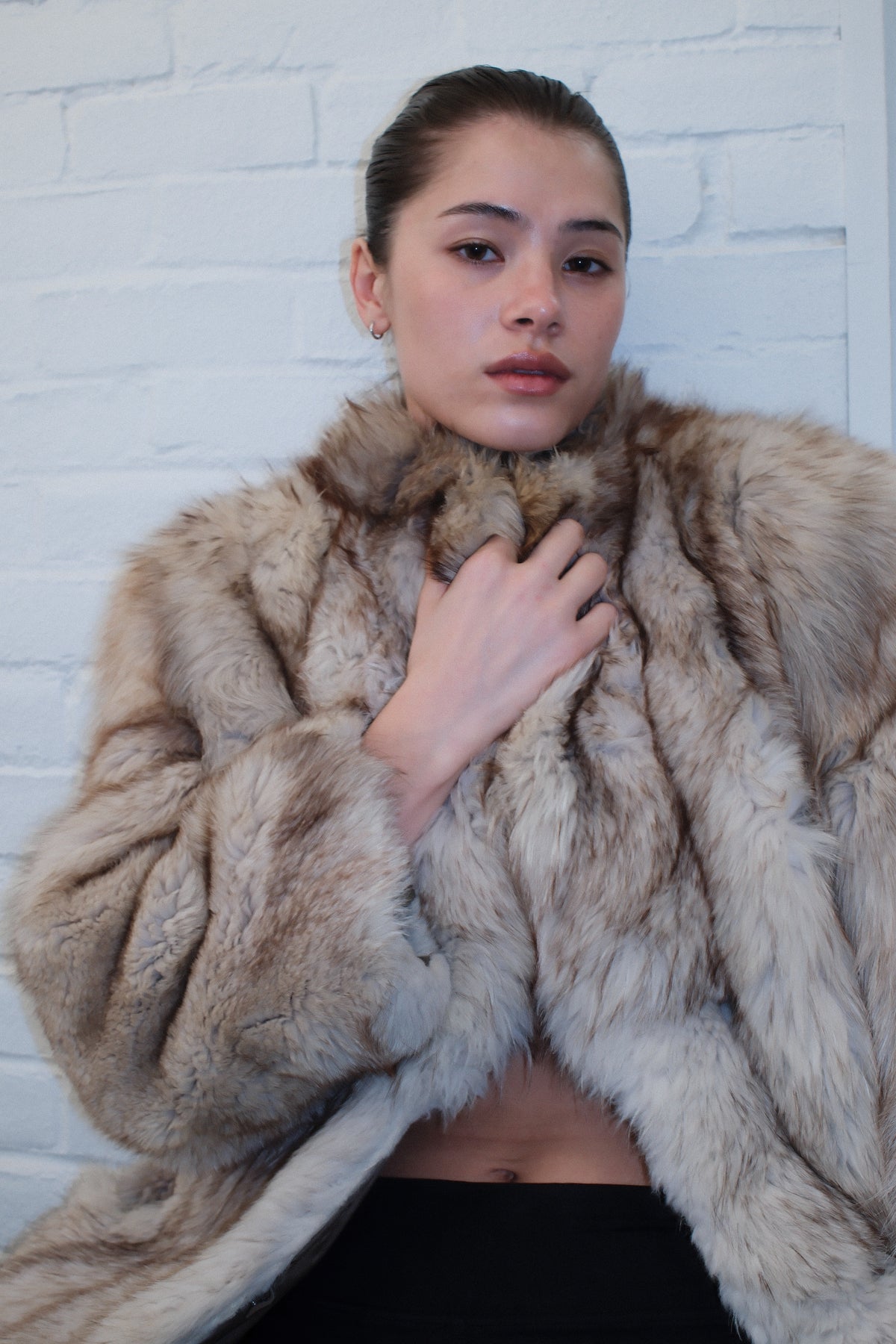 Vintage Natural Canadian Coyote Fur Statement Stroller Coat
