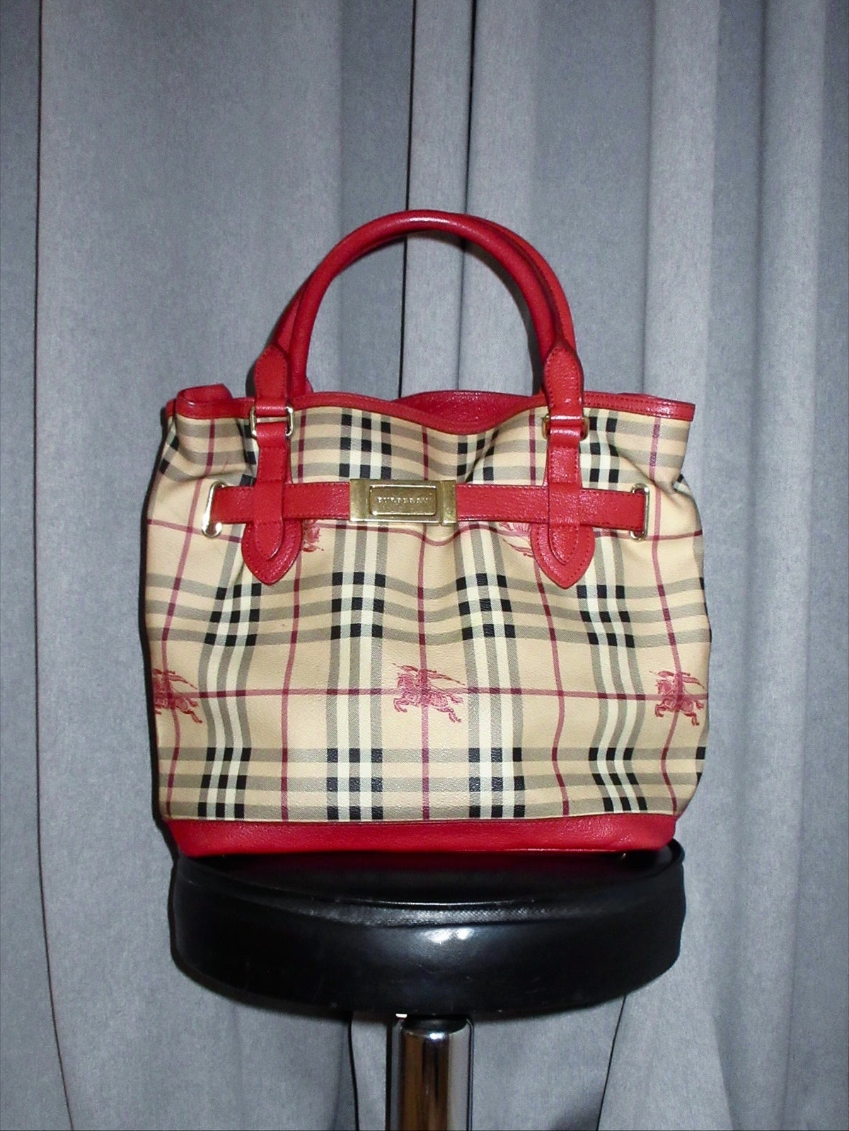 Burberry Prorsum Red Leather Detail Tote