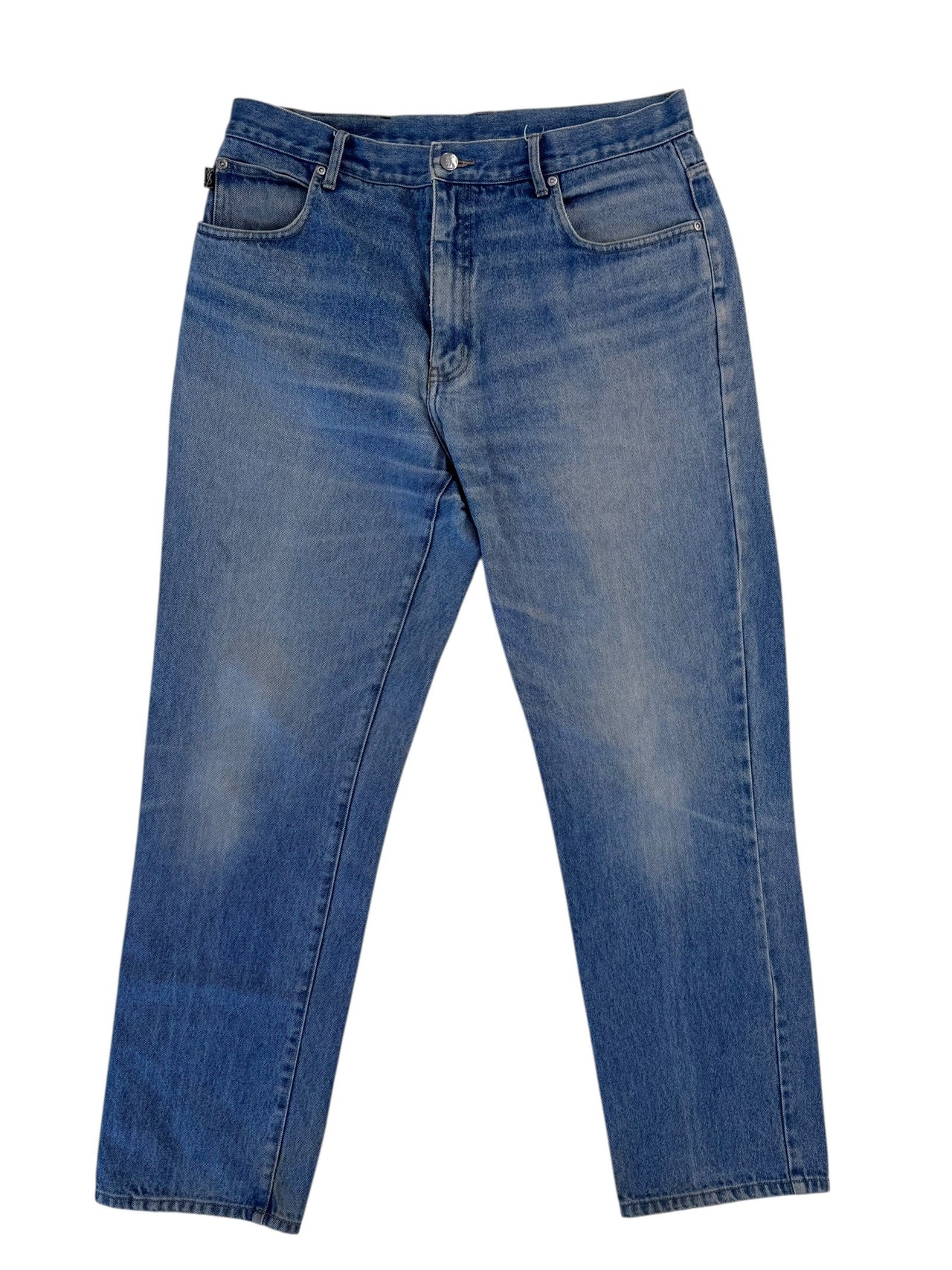 Blue jeans on a white background