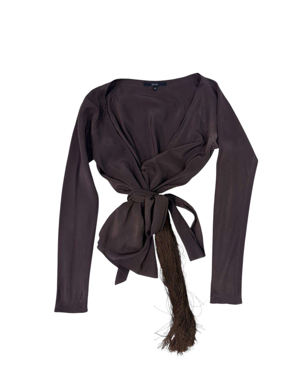 Archival Gucci by Tom Ford S/S 2003 Fringed Silk Wrap Top