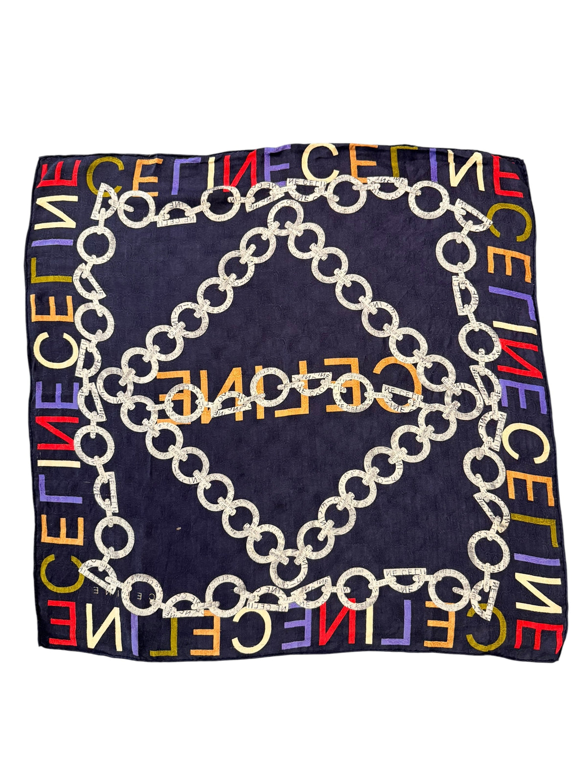 Celine Multicolor Chain Logo Small Scarf