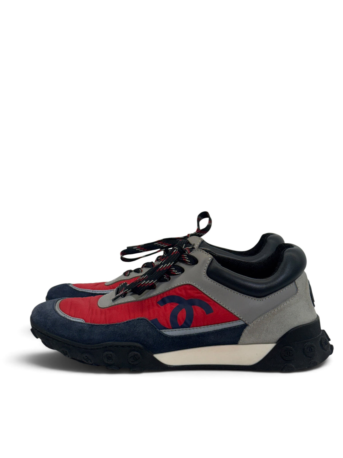 Chanel SS18 Suede and Technical Nylon CC Runner Sneakers