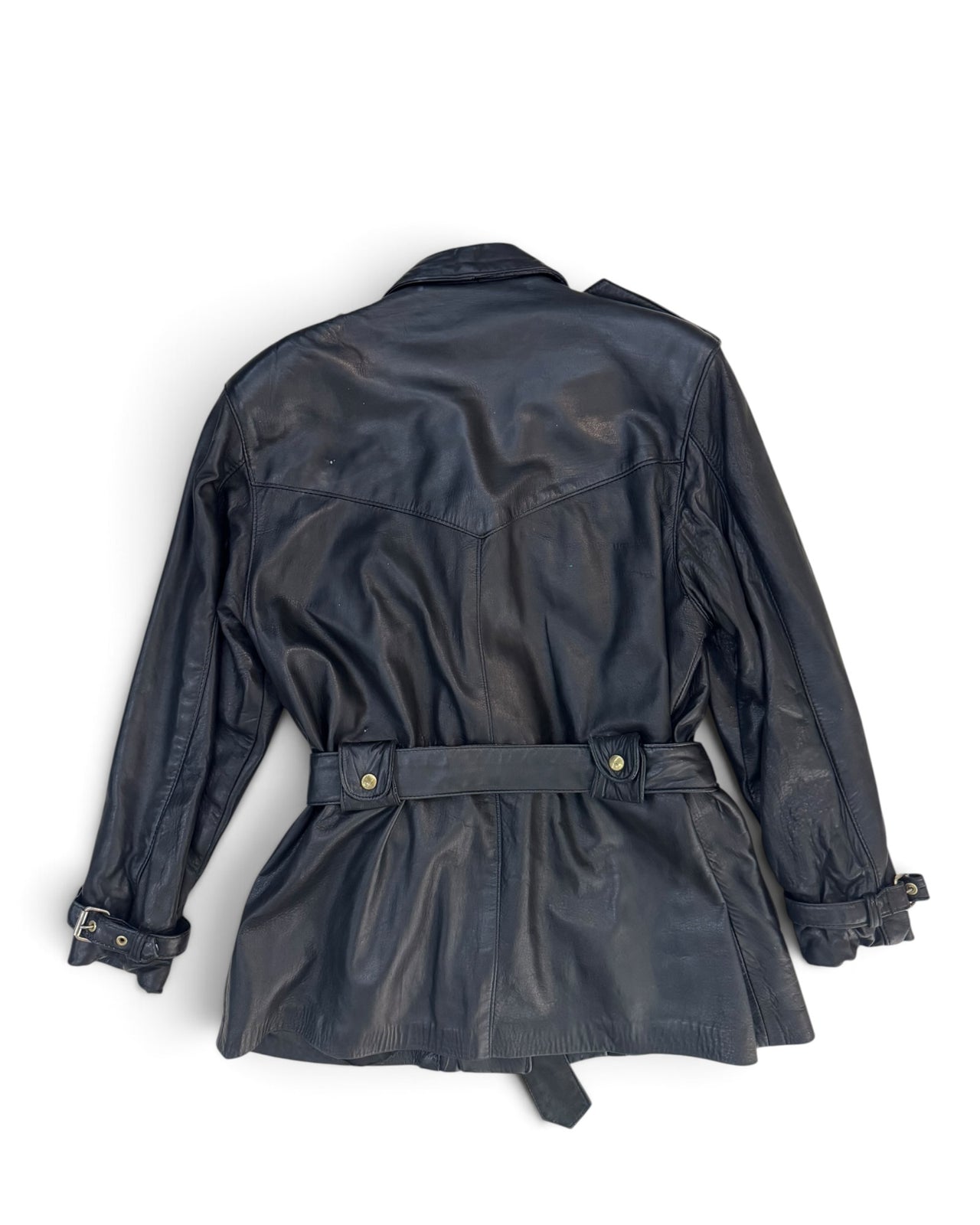 Cuir Dimitri Vintage 1980s Belted Leather Moto Safari Jacket