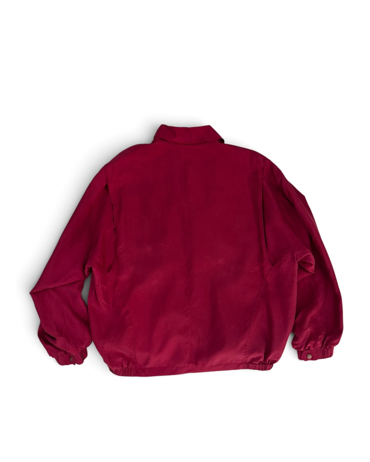 Vintage Sandwashed Silk Blouson Bomber Jacket in Berry