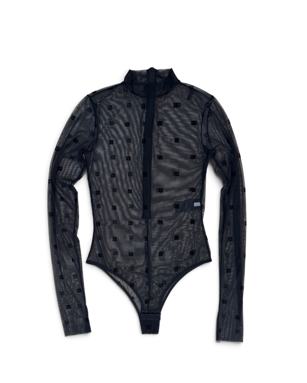 Givenchy 4G Monogram Flocked Semi-Sheer Mesh Bodysuit