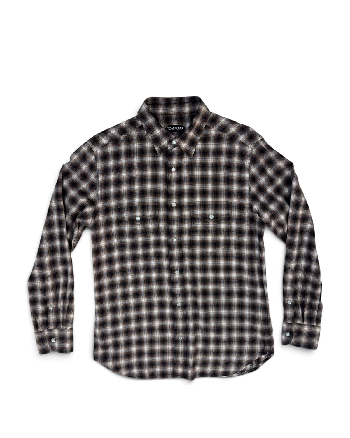 Tom Ford Brown Ombré 100% Cotton Western Shirt