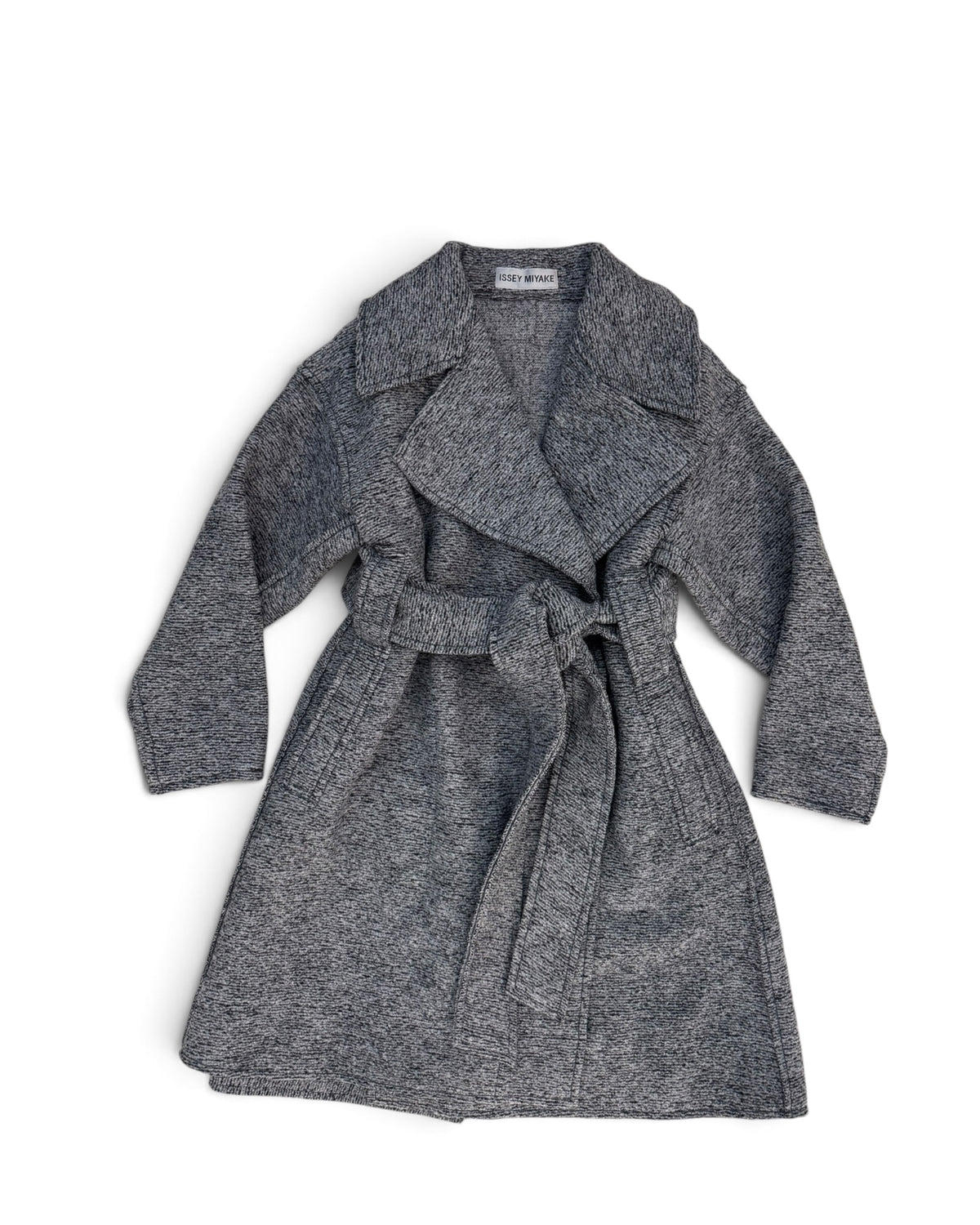 Issey Miyake Marled Wool-Blend Knit Belted Trench Coat