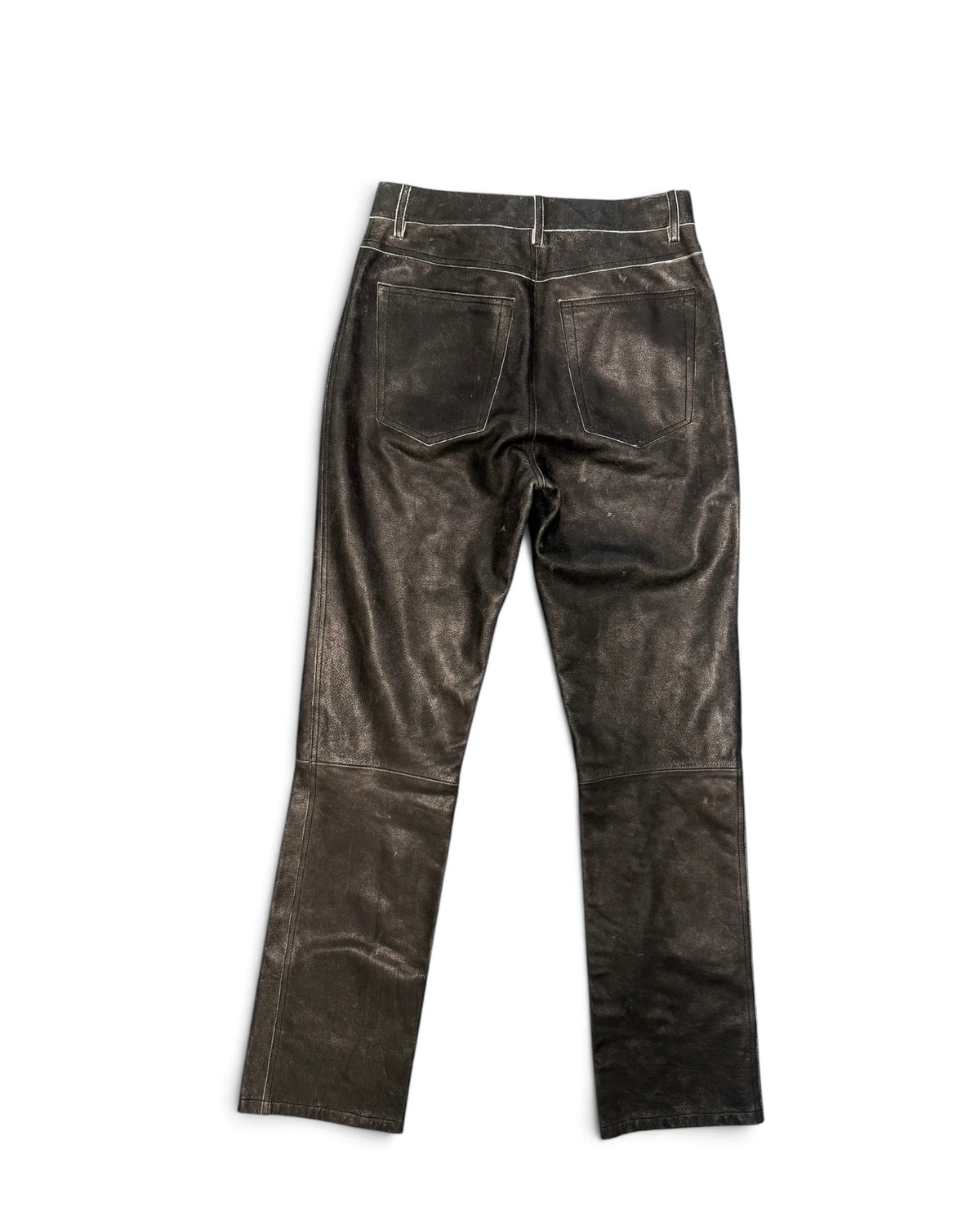 Helmut Lang Black Foil Coated Leather Straight-Leg Pants