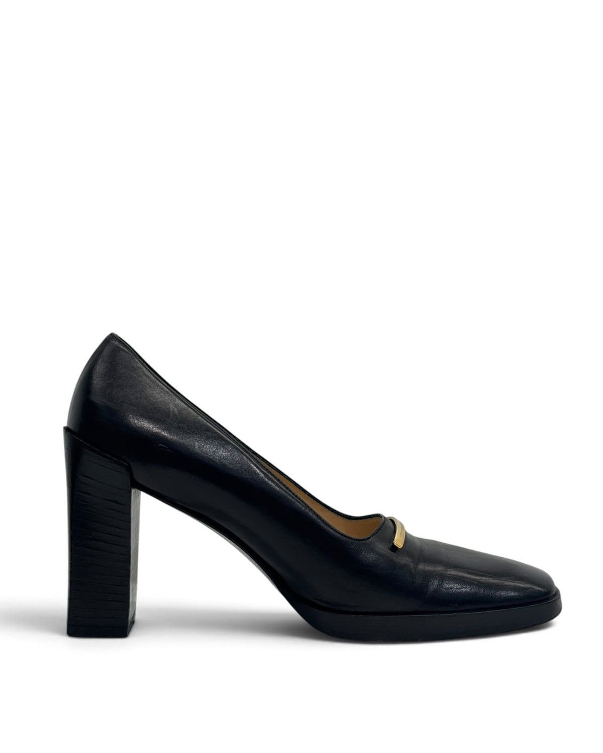 Gucci Vintage Tom Ford Era Black Leather Square-Toe Platform Pumps