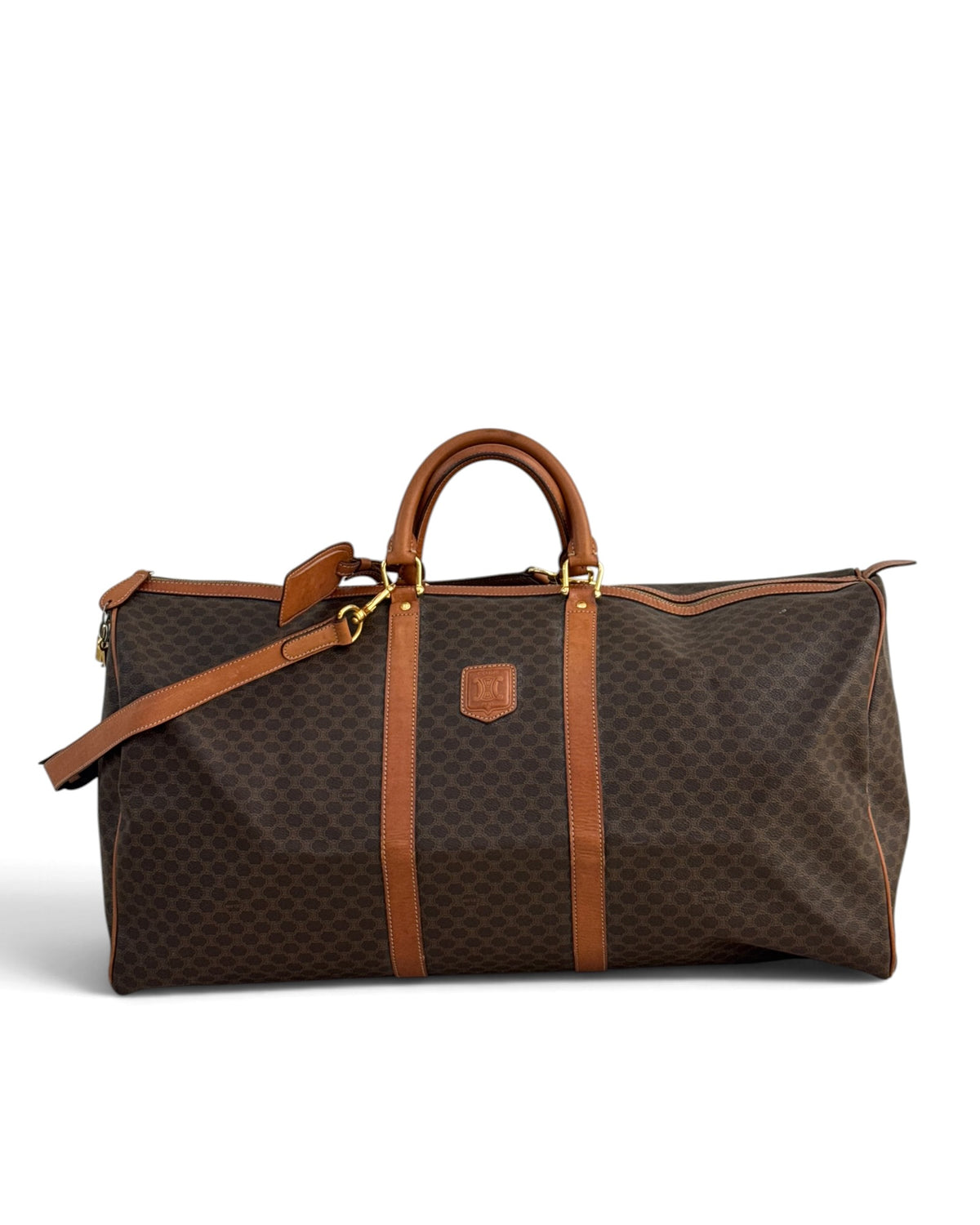 Céline Vintage Macadam Triomphe Coated Canvas Large Travel Duffle Bag with Strap