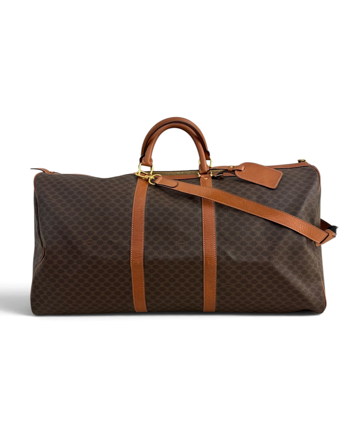Céline Vintage Macadam Triomphe Coated Canvas Large Travel Duffle Bag with Strap