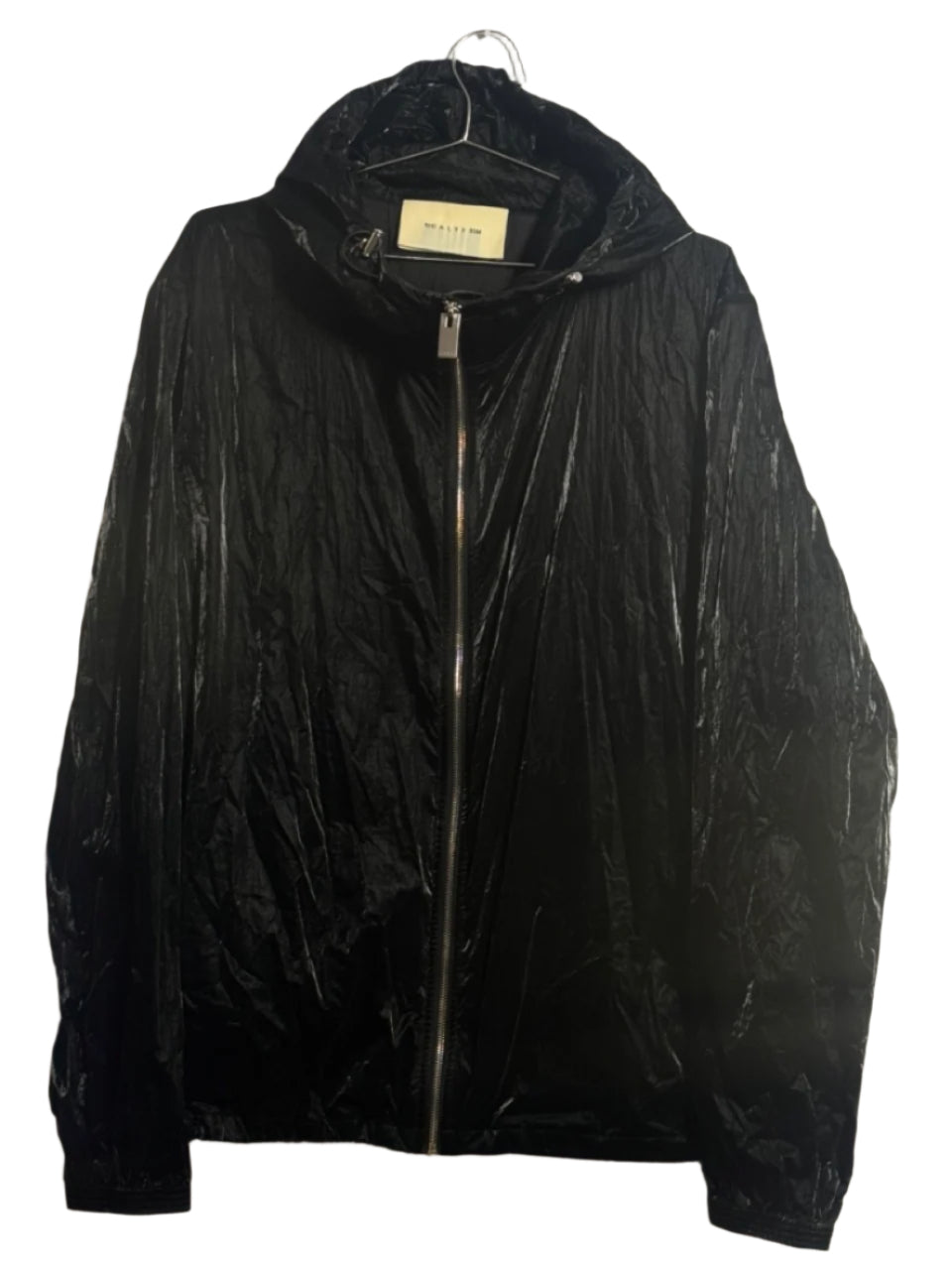 1017 ALYX 9SM Nightrider Black Crinkle Nylon Hooded Jacket