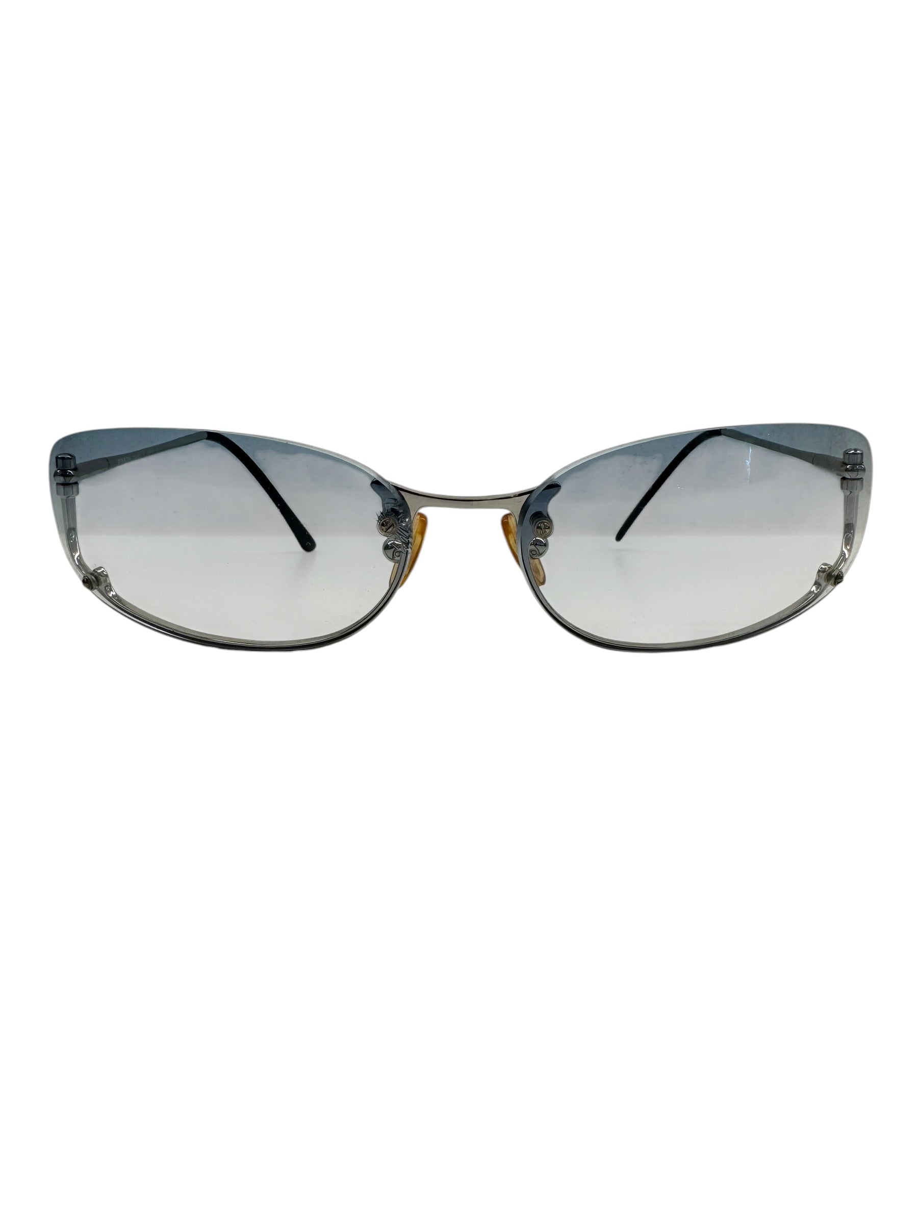Prada Vintage Rimless Blue Gradient Sunglasses | LE DEPARTMENT