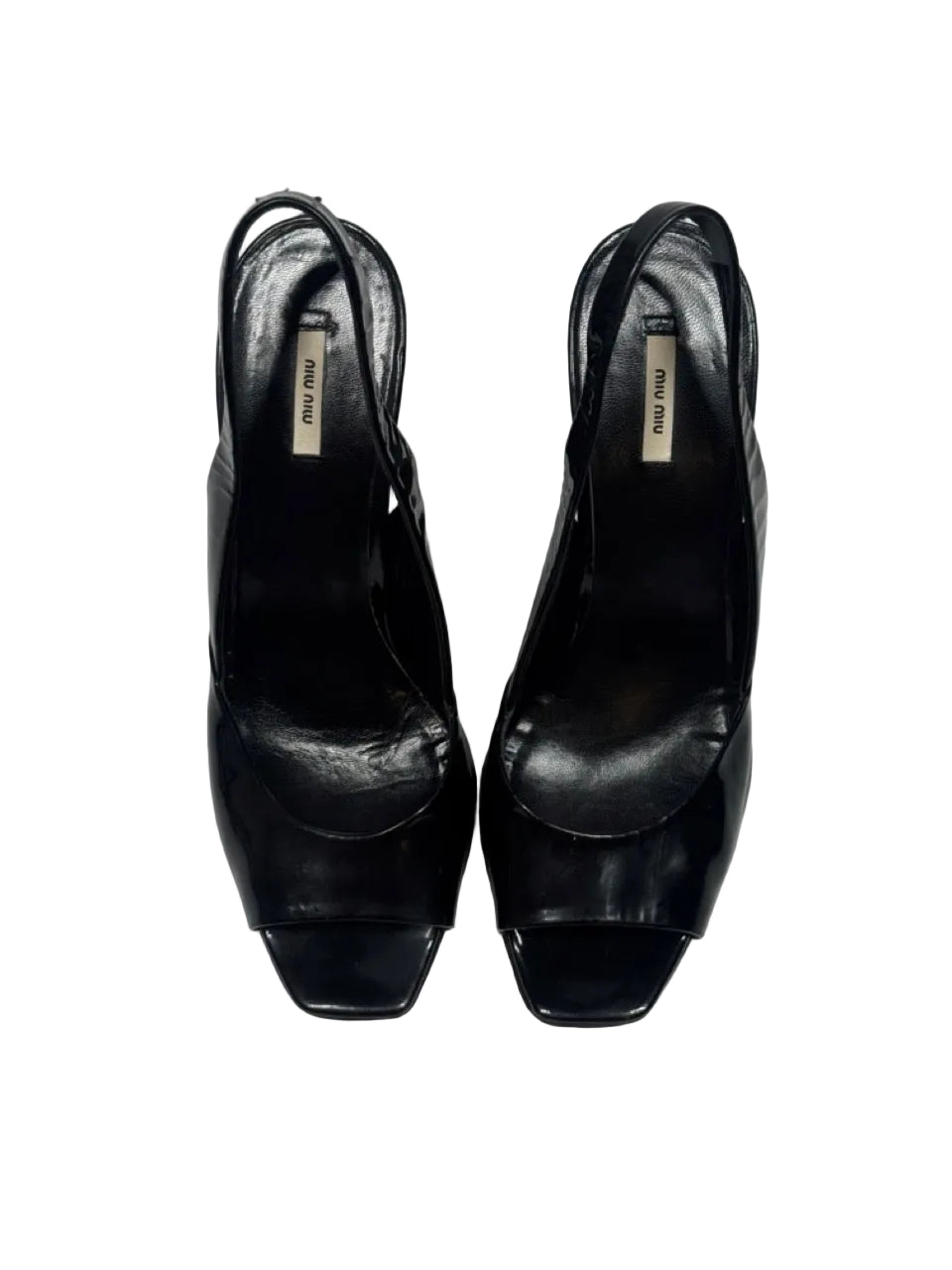 Miu Miu Black Patent Leather Slingback Wedge Heels LE DEPARTMENT Miu Miu Black Patent Leather Slingback Wedge Heels LE DEPARTMENT