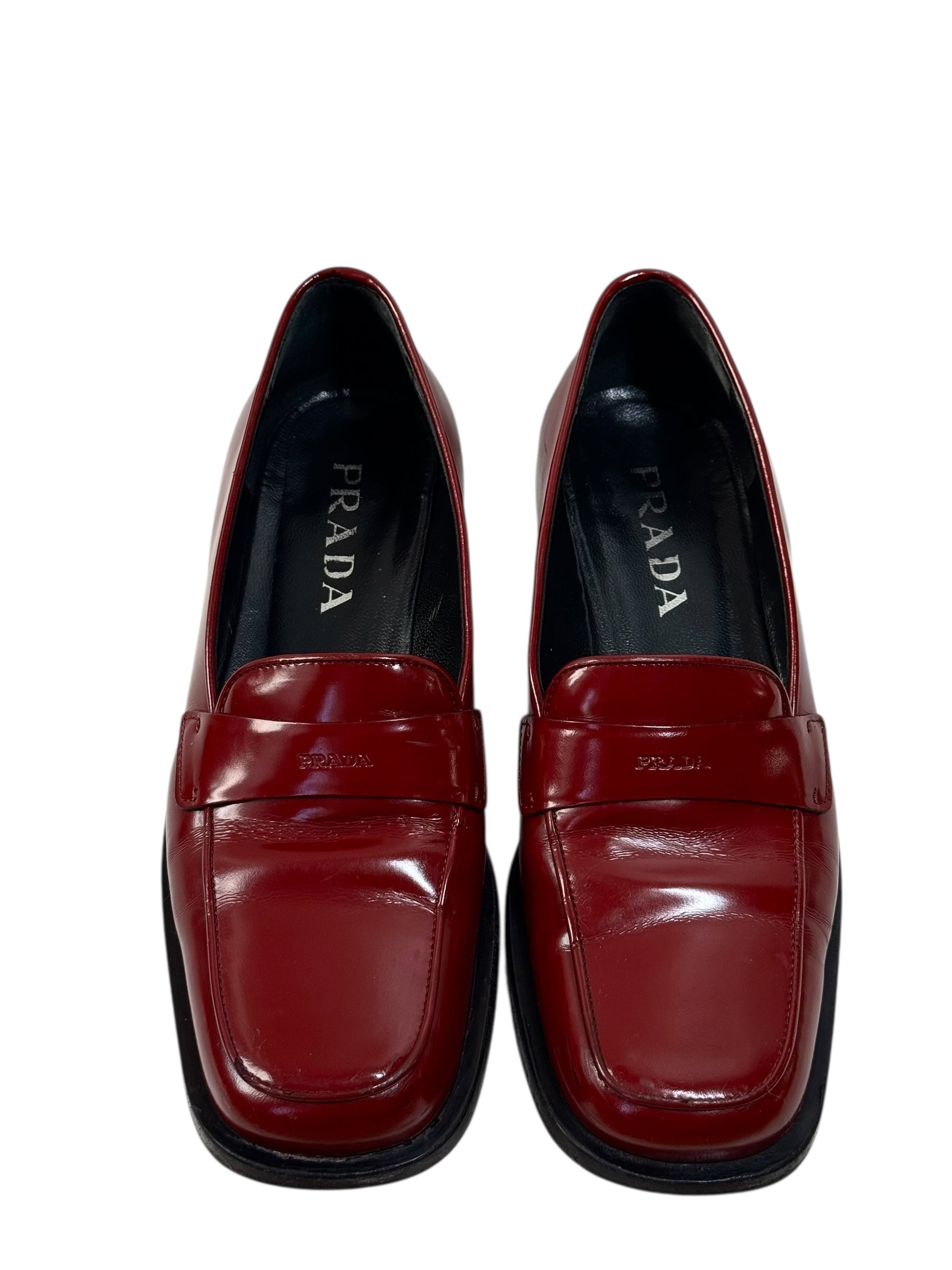 靴 PRADA Square Toe Patent Leather Loafers Prada Patent Leather Loafers – LE DEPARTMENT