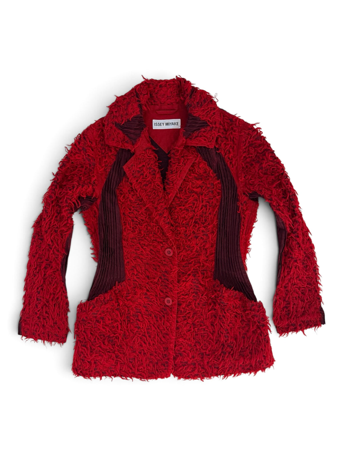 Issey Miyake Pre-Fall 2013 Shaggy Faux-Fur Pleated Blazer