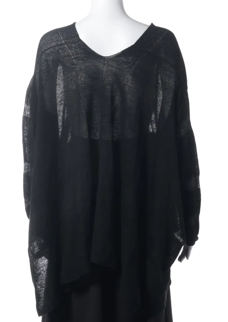 Issey Miyake AW2010 Vintage Black Sheer Silk Cocoon Knit Sweater