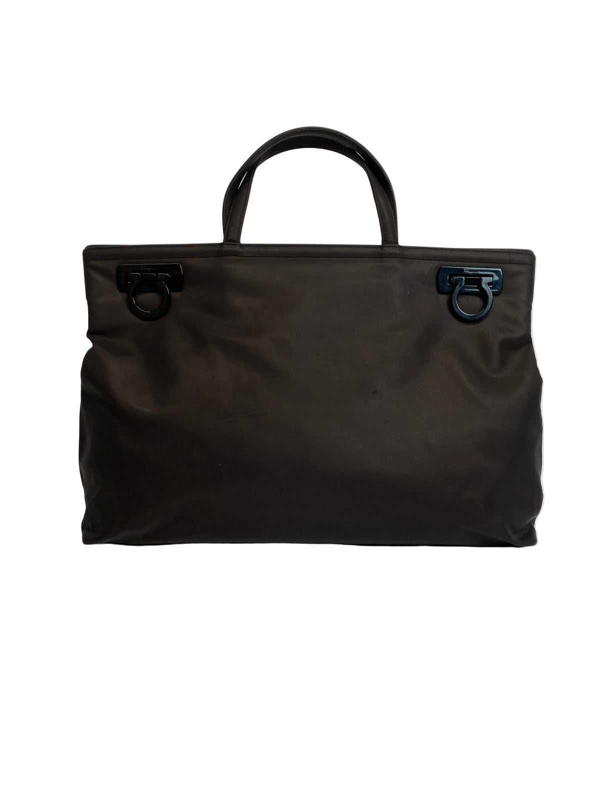 Ferragamo Vintage Oversized Deep Brown Nylon Tote Bag