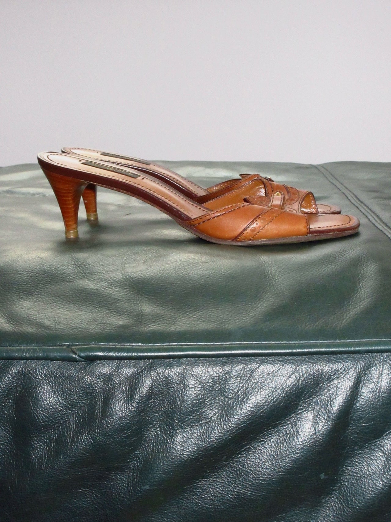 Louis Vuitton Brogue Kitten Heel Mules