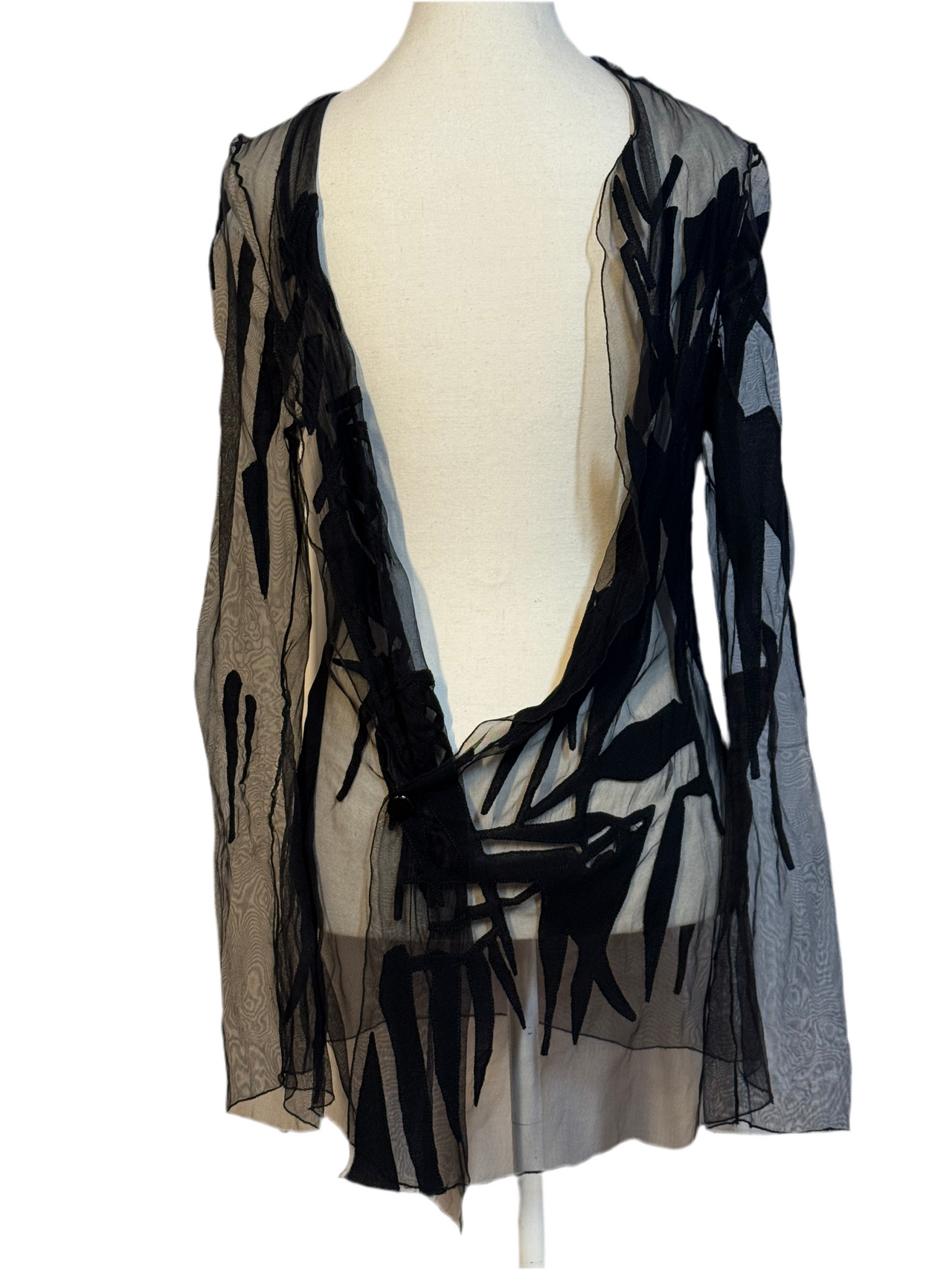 Anthony Vaccarello Sheer Appliqué Backless Tunic