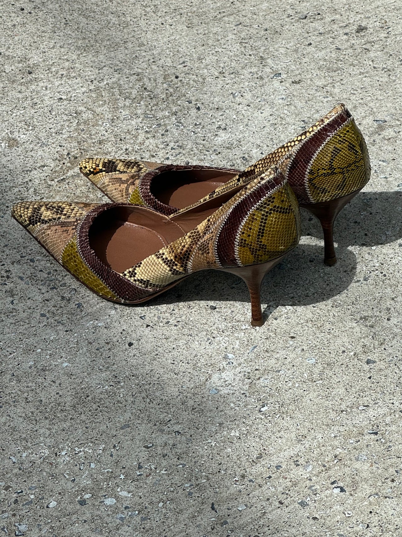 Prada Snakeprint Patchwork Pumps