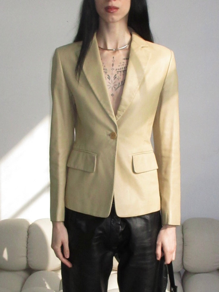 DKNY Leather Fitted Blazer