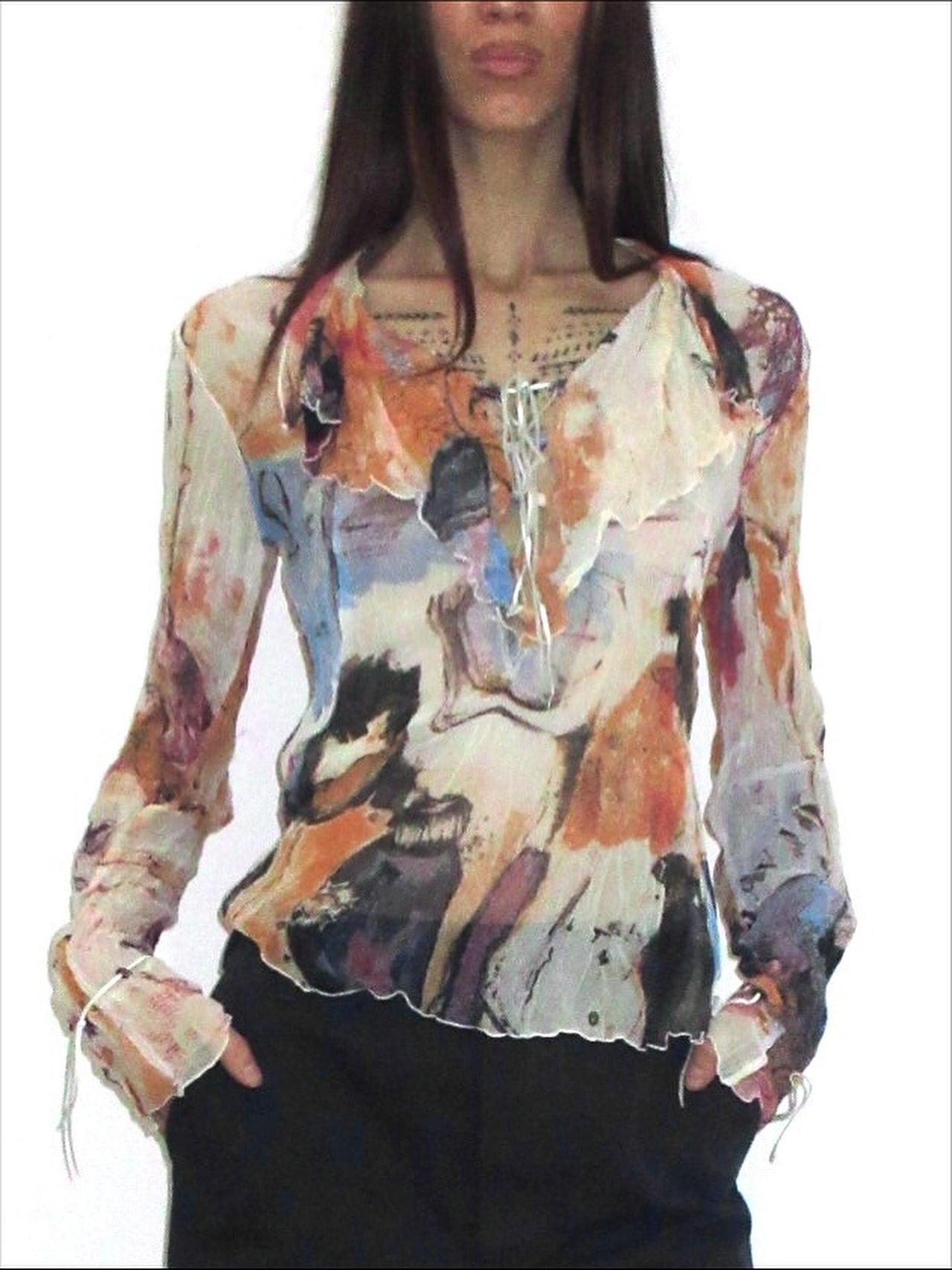 Just Cavalli Ruffle Print Top