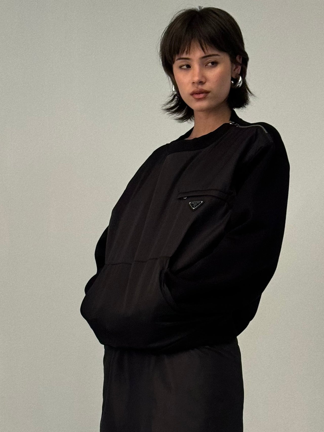 Prada Black Re-Nylon Jersey Sweatshirt