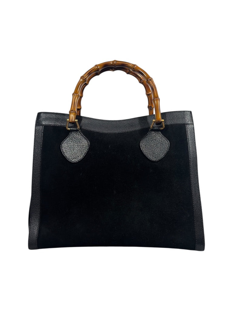 Gucci Bamboo Handle Suede Tote