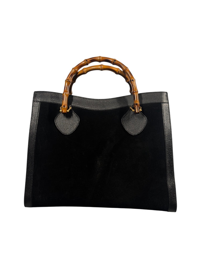 Gucci Bamboo Handle Suede Tote