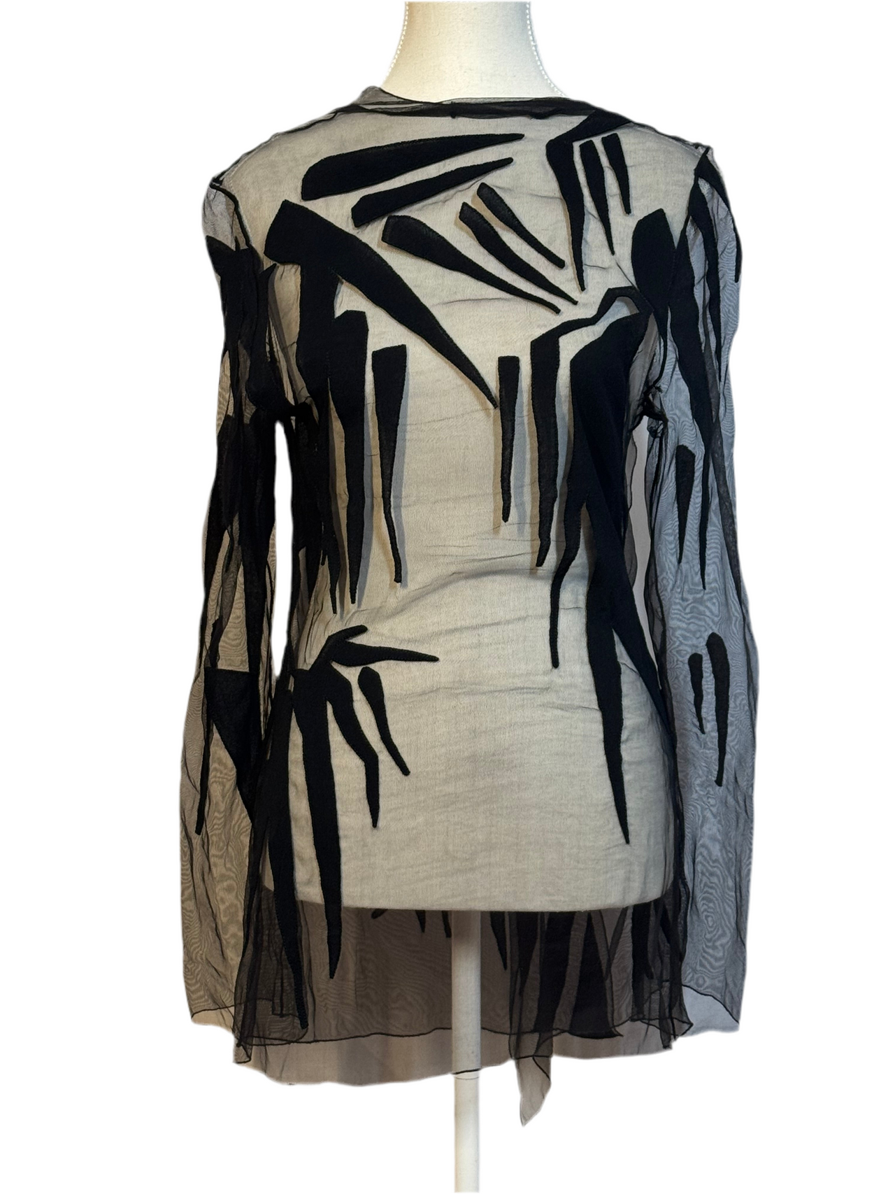 Anthony Vaccarello Sheer Appliqué Backless Tunic