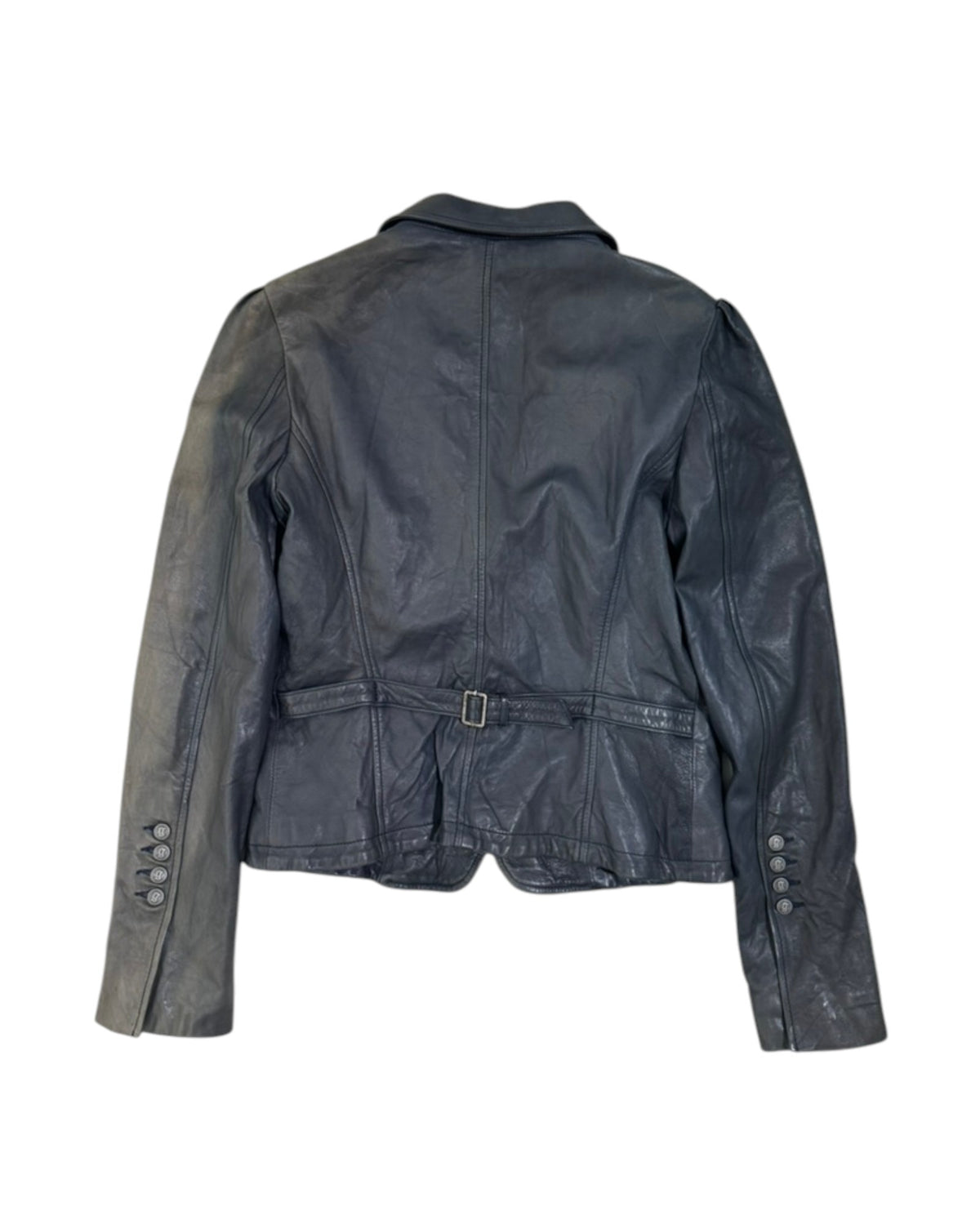 Galliano Gazette-Lined Sculpted Leather Blazer