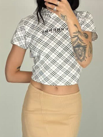 Burberry London All-Over Plaid Short-Sleeve Hoodie