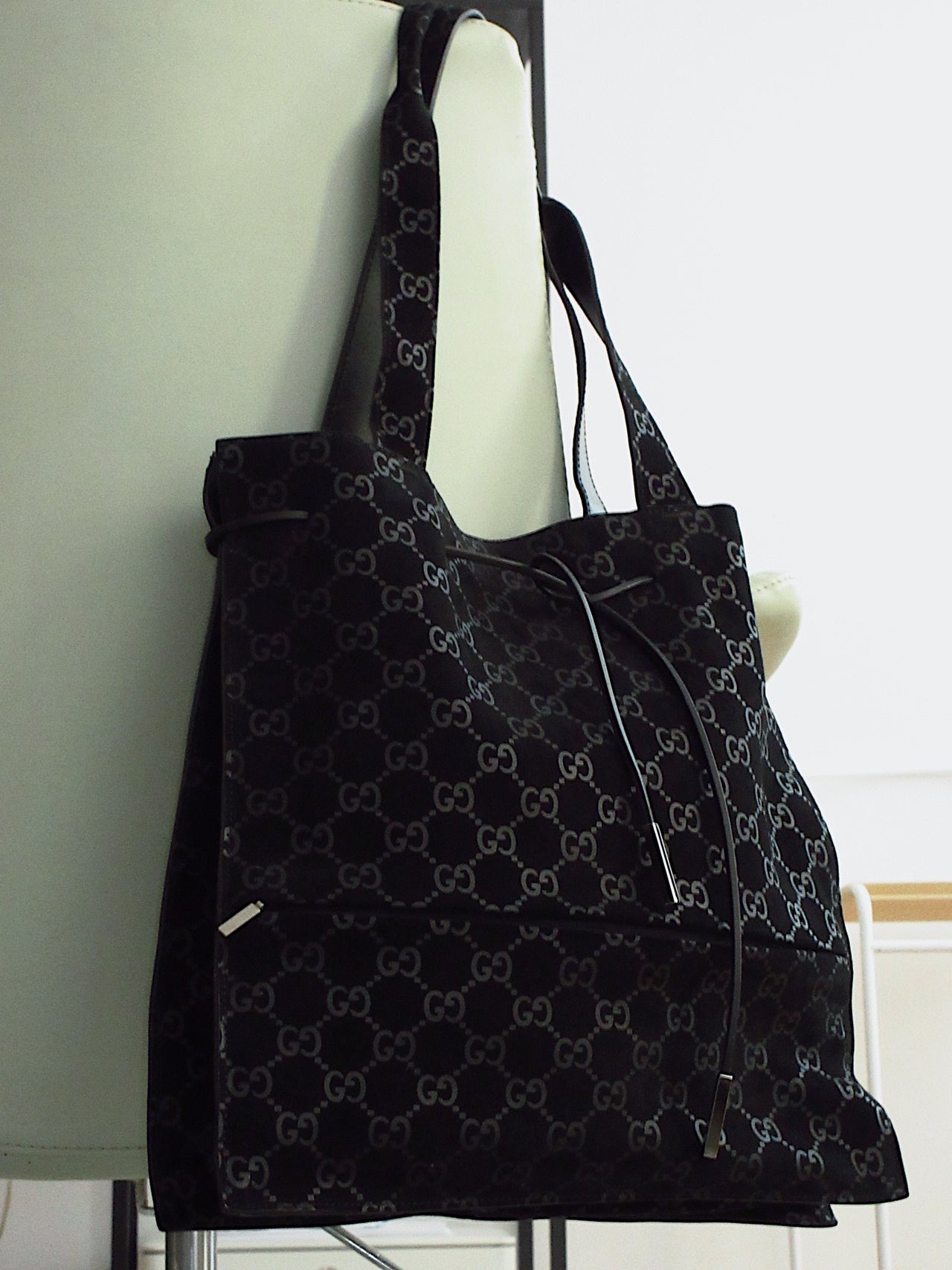 Gucci 97 velvet GG Monogram Drawstring Tote Bag