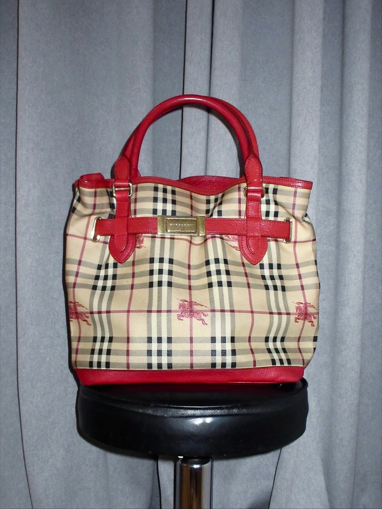 Burberry Prorsum Red Leather Detail Tote
