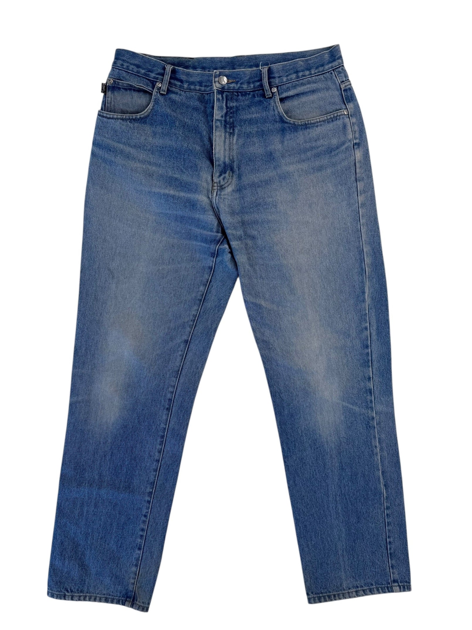 Blue jeans on a white background