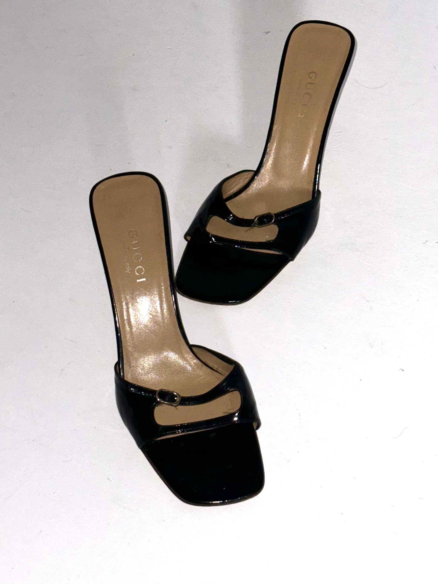 Gucci Patent Leather Buckle Mules