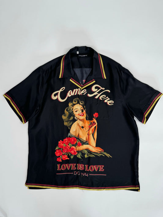 Dolce & Gabbana Silk Hawaii Pin Up Shirt