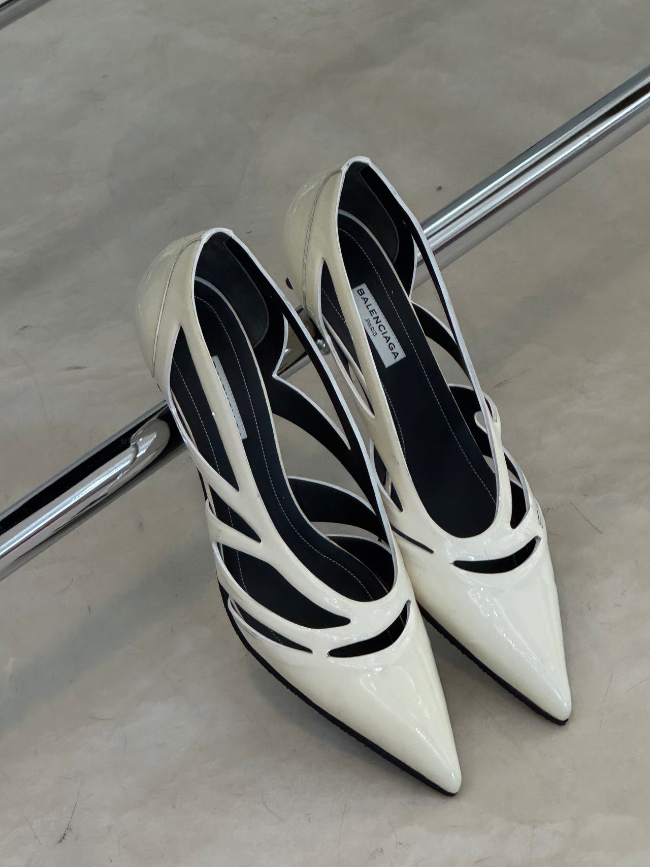 Balenciaga Patent Cut-Out Kitten Heels