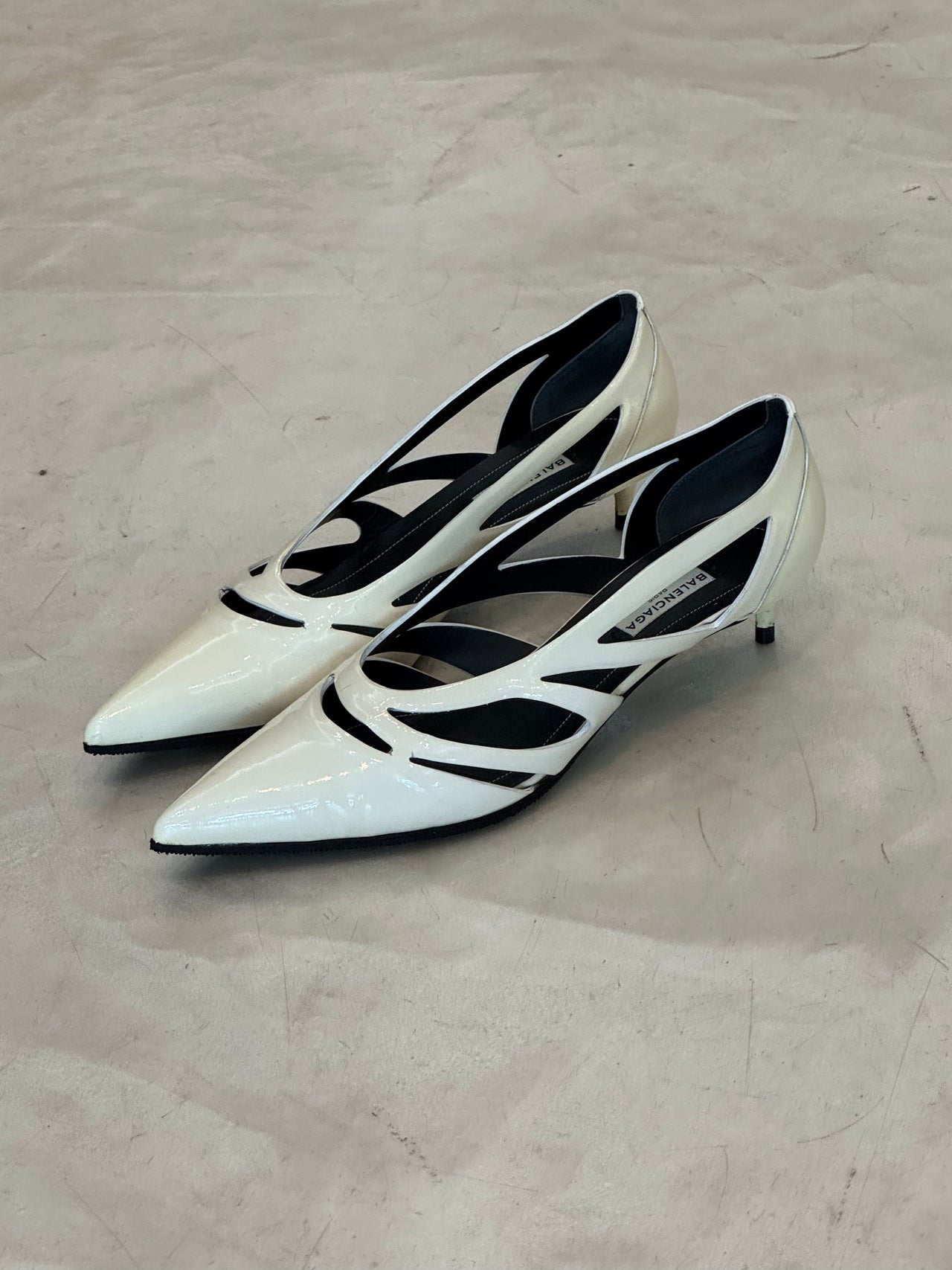 Balenciaga Patent Cut-Out Kitten Heels