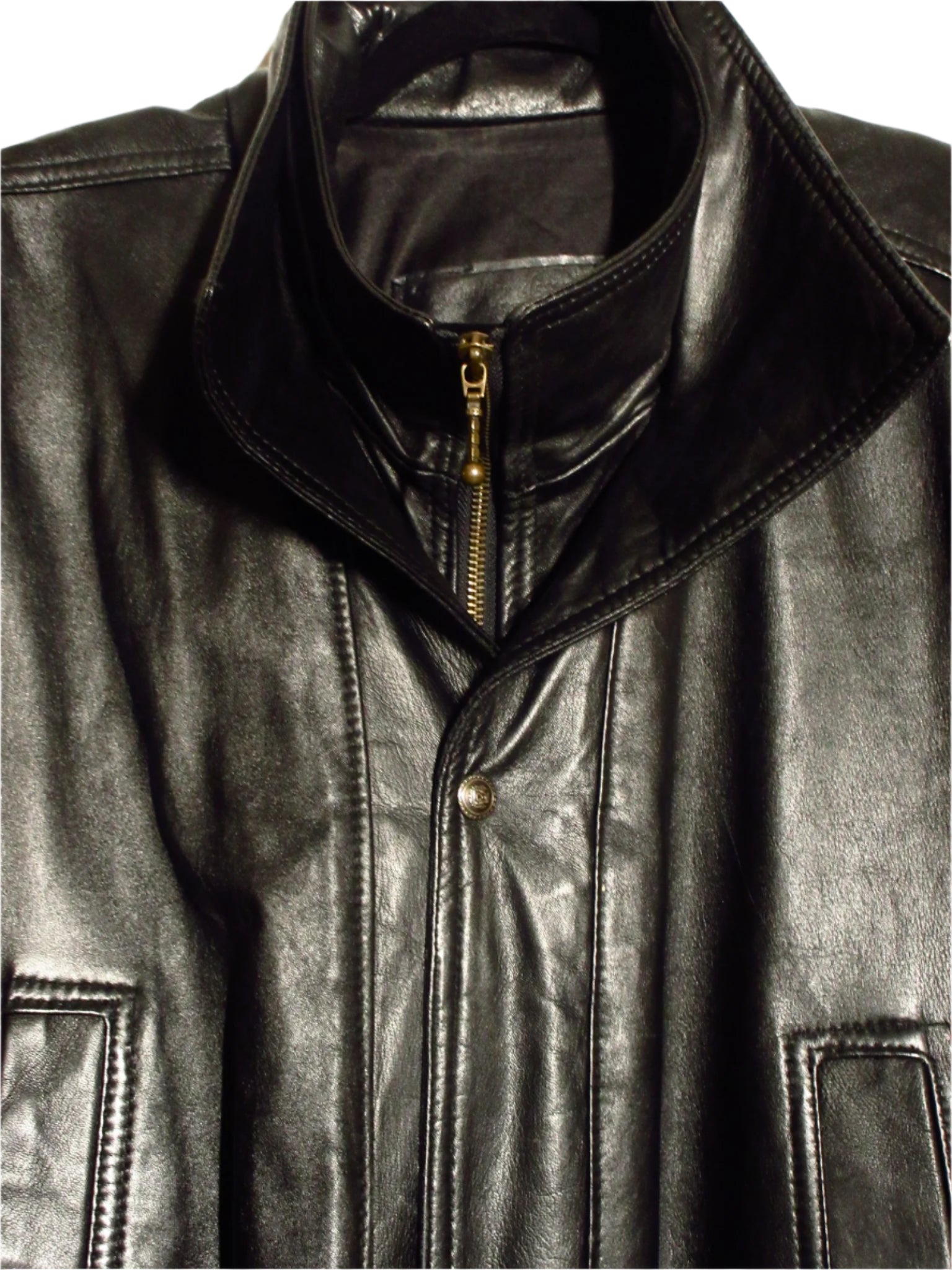Vintage Oversized High Collar Leather Jacket – LE DEPARTMENT