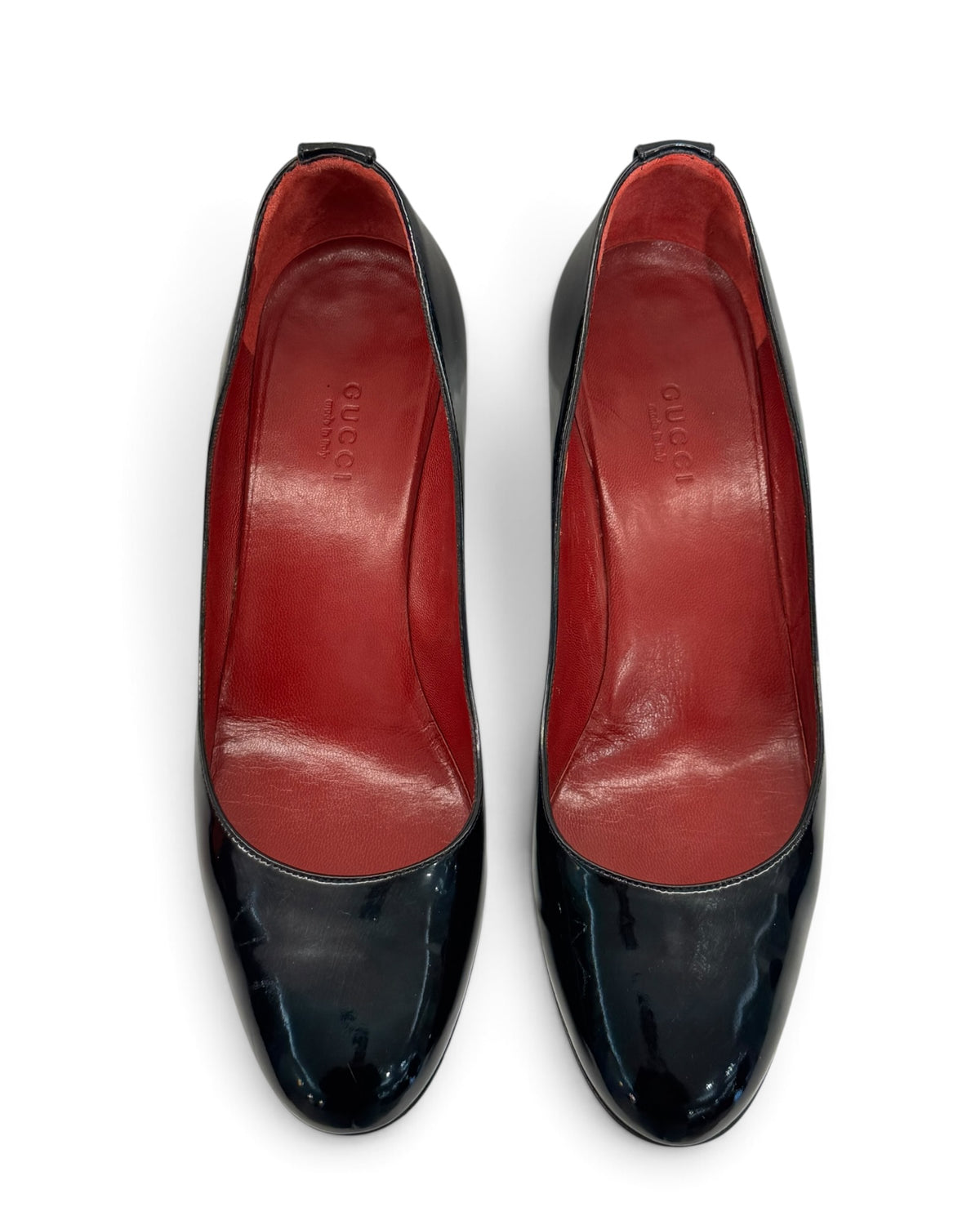 Gucci Interlocking GG Patent Leather Wedge Pumps
