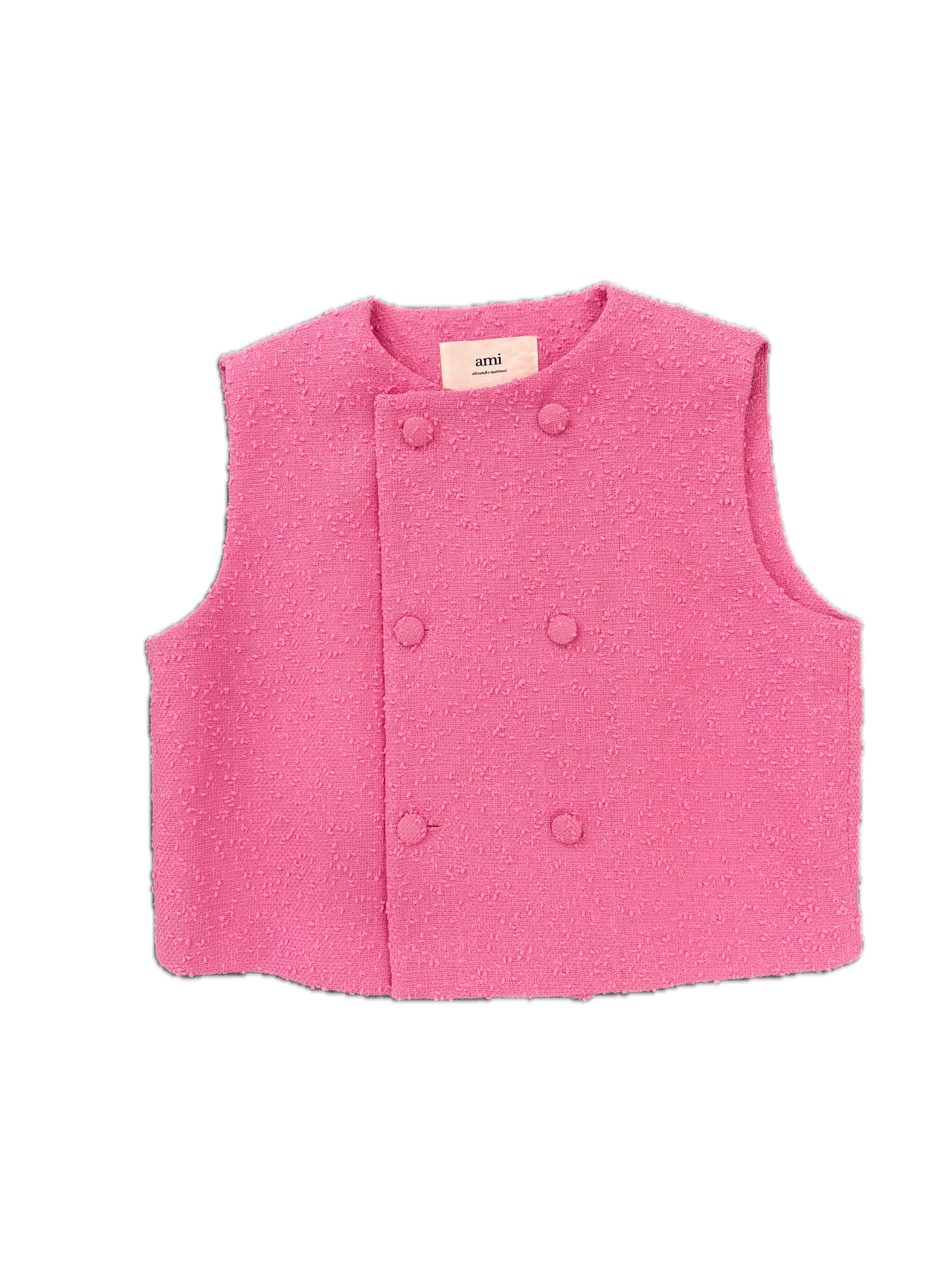 Pink baby romper with buttons on a white background