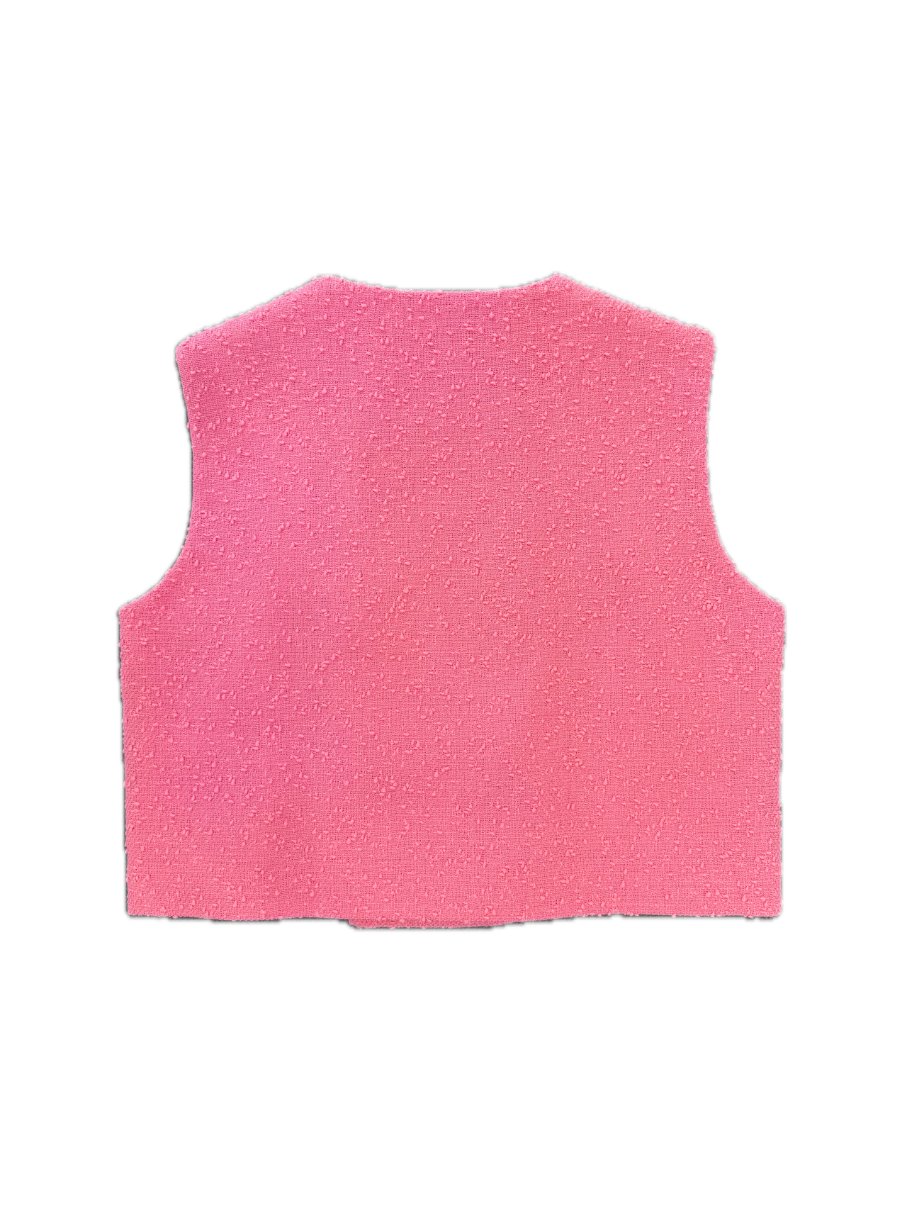 Pink baby romper with buttons on a white background