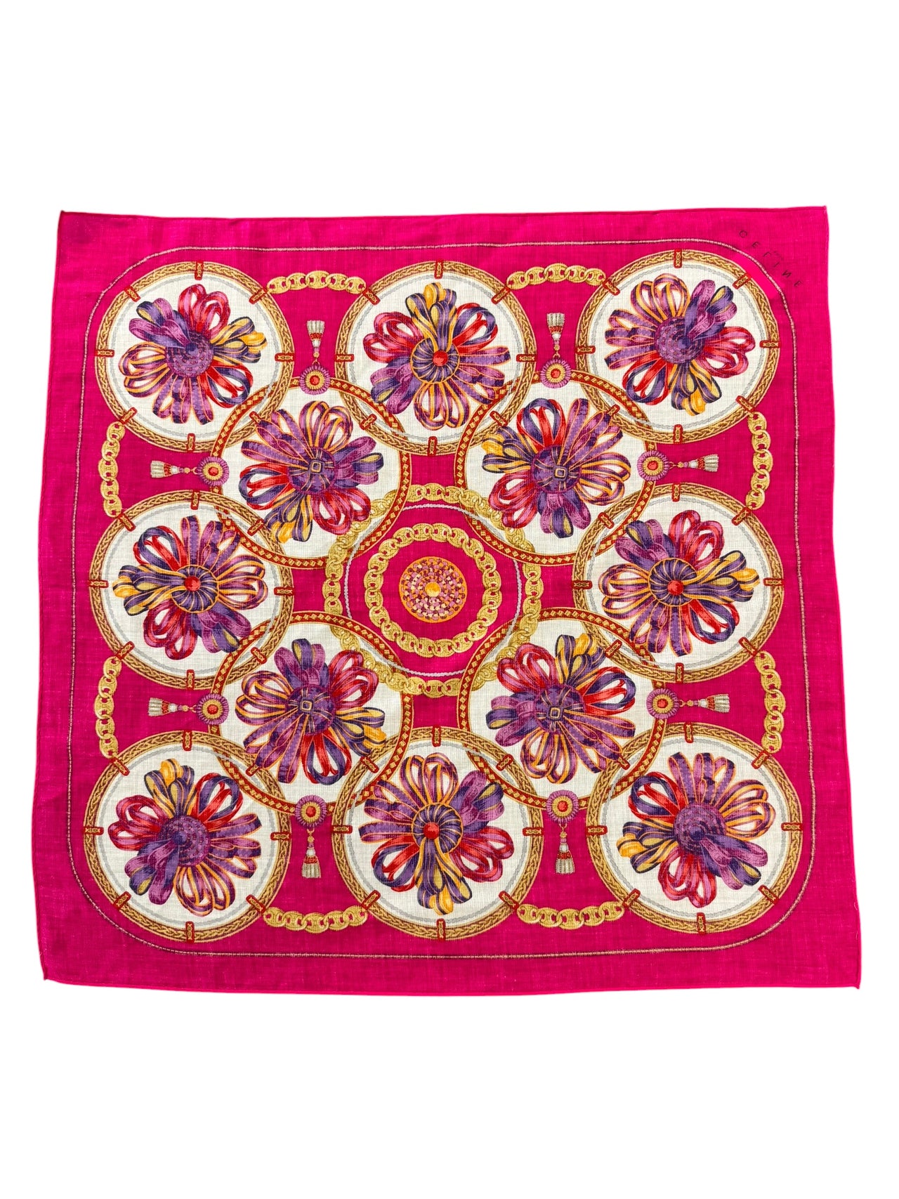 Céline Small Pink Floral Medallion Scarf