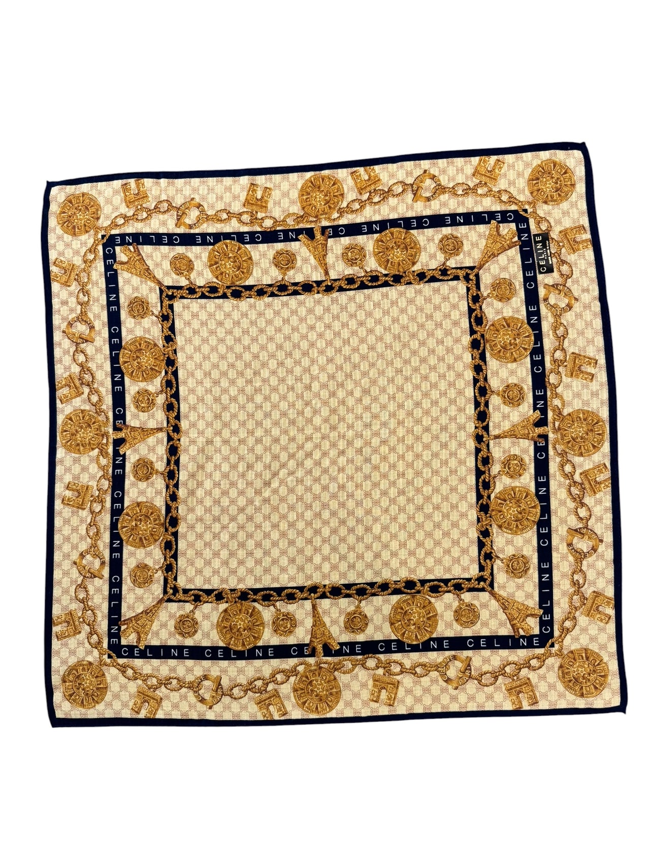 Celine 100% Cotton Small Chain Border Scarf