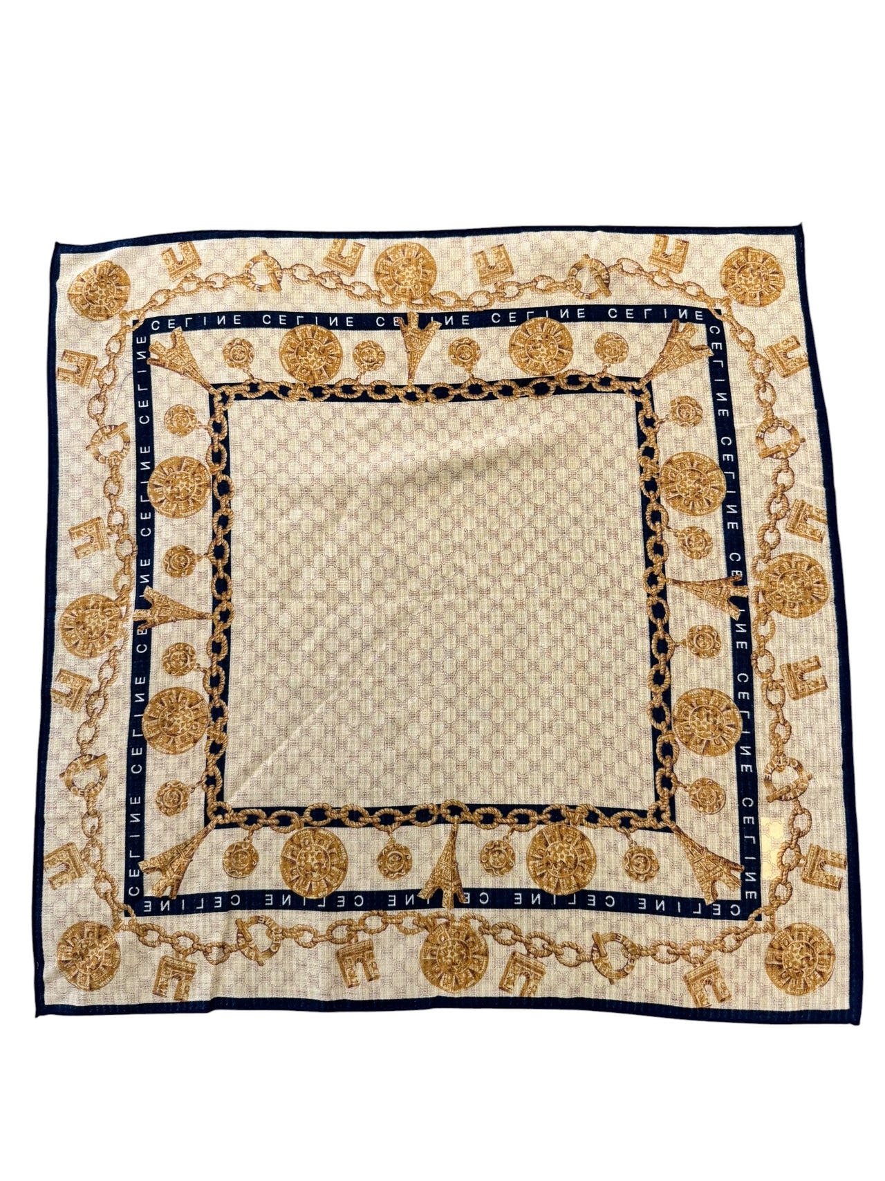 Celine 100% Cotton Small Chain Border Scarf