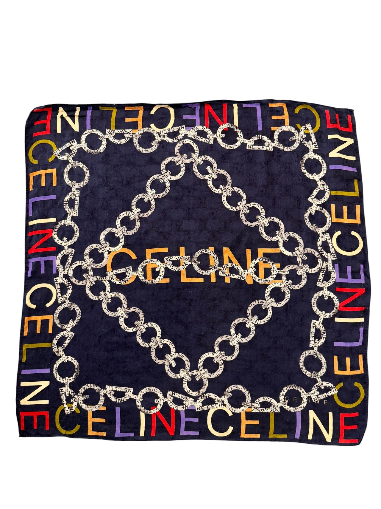 Celine Multicolor Chain Logo Small Scarf